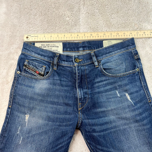 Diesel D-Strukt Jeans 33x34 Mens Blue Faded Taperd Designer Denim Stretch - Picture 10 of 14